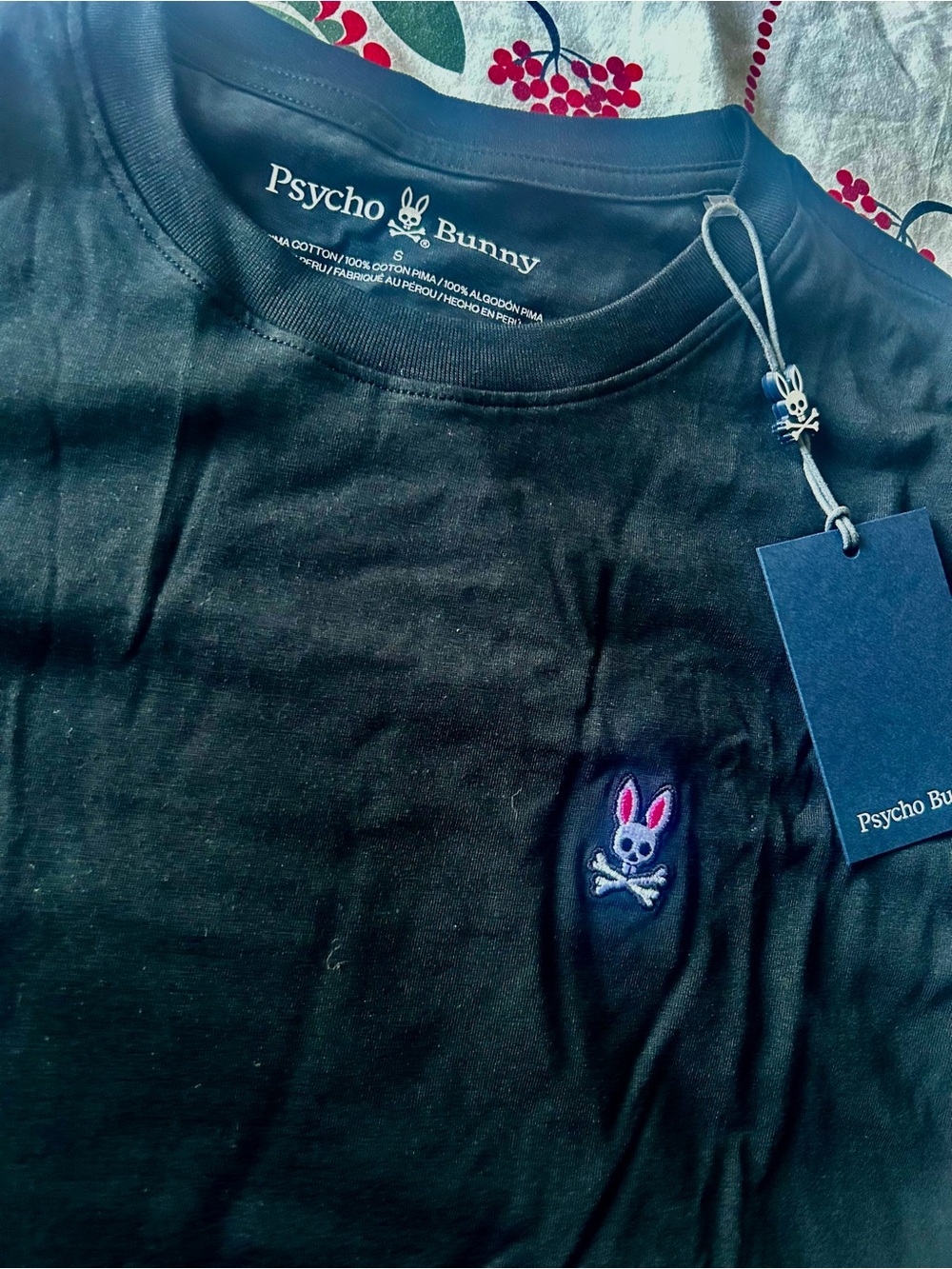 Psycho Bunny Women's Black Crewneck Tee with Pink Bunny Emblem